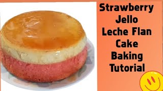 Strawberry Jello Leche Flan Cake Video Tutorial #cake #lecheflanrecipe #baking