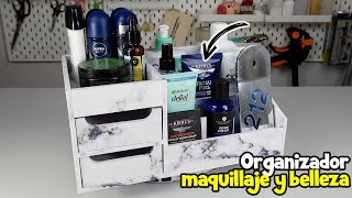 Organizador de maquillaje y cuidado personal de cartón