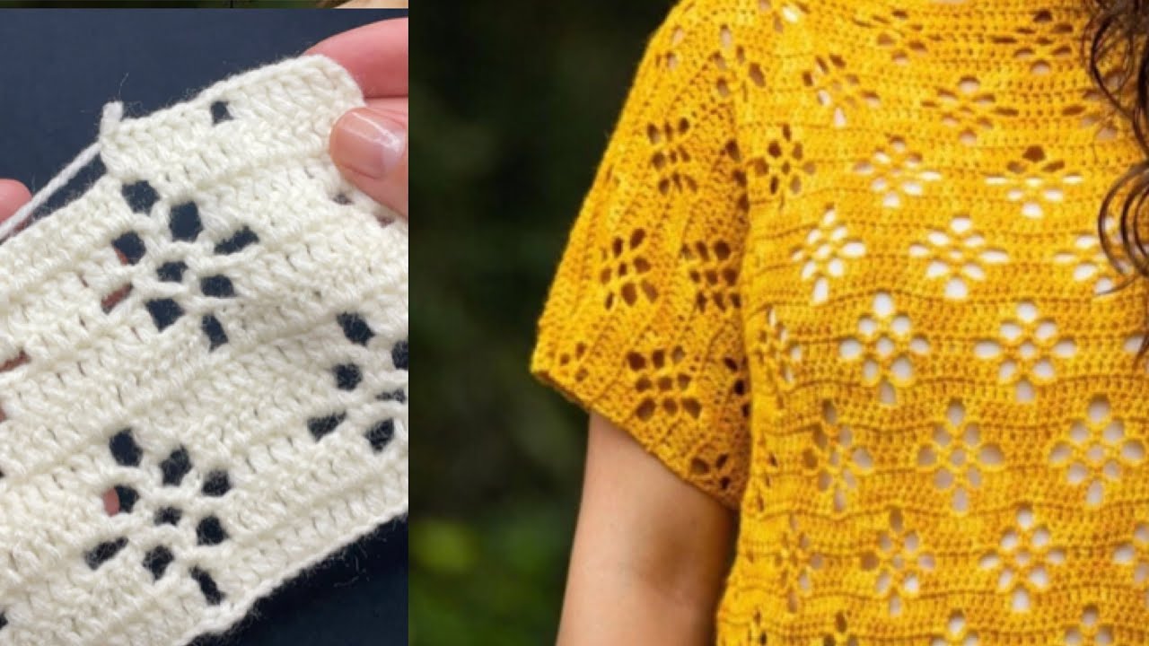 HERMOSA puntada para blusa calada en motivos de diamante tejido a crochet paso a paso