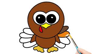 How to Draw Turkey | turkey drawing coloring for kids