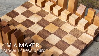 How to Make a Modern Chess Board from Recycled Maple and Walnut