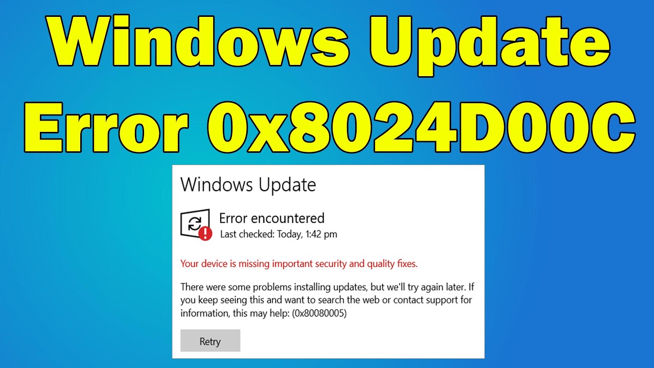 How to fix Windows update error 0x8024D00C in windows 11 - YouTube