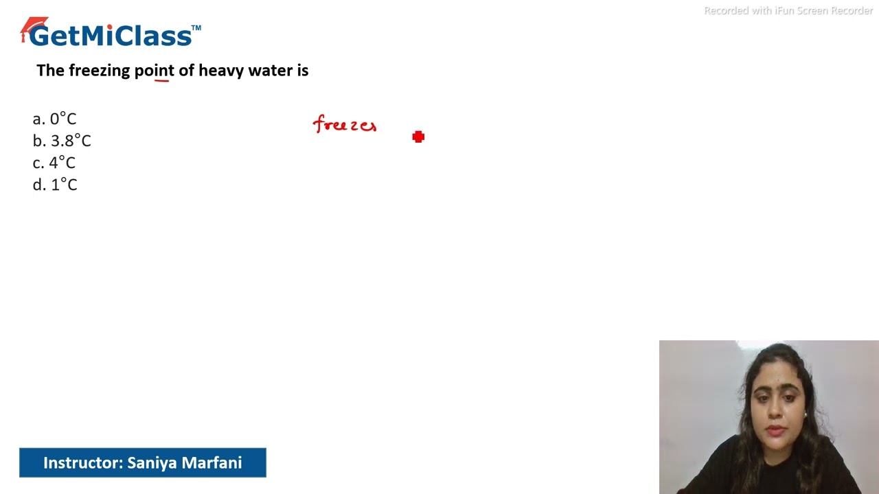 Freezing point KCET 11th Chemistry Hydrogen
