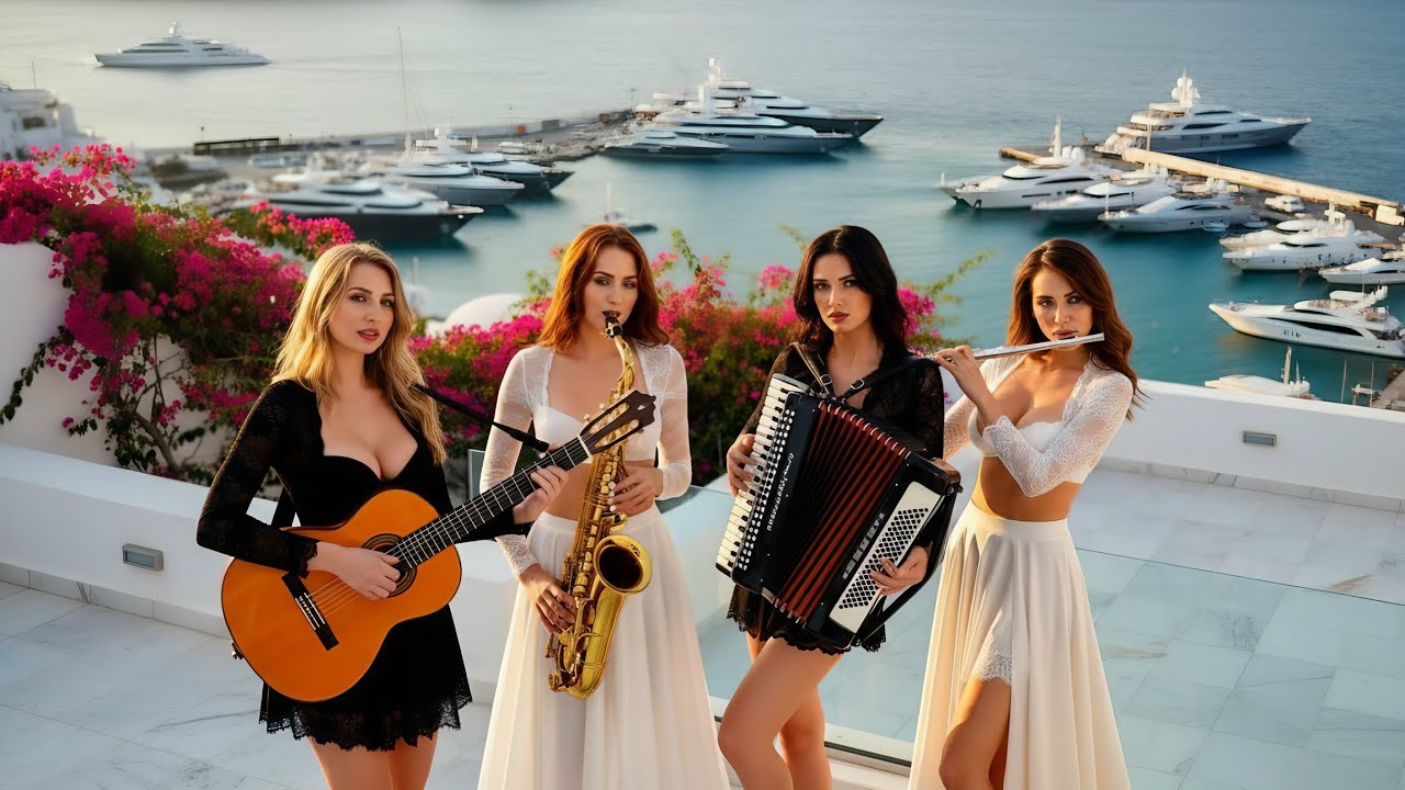 A Breathtaking Santorini Harbor | Luxury Flamenco Guitar, Sax, Accordion & Flute
