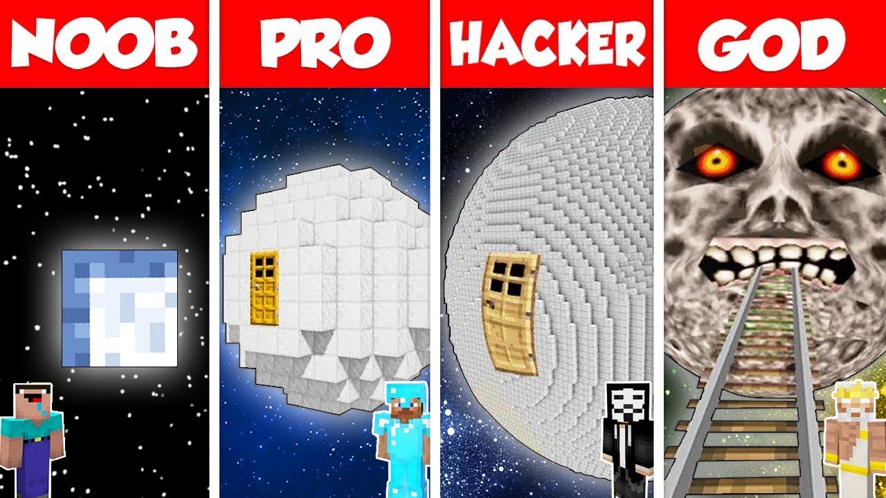 Build Battle Mooon Minecraft Battle: NOOB vs PRO vs HACKER vs GOD: MOON PLANET HOUSE BASE ...