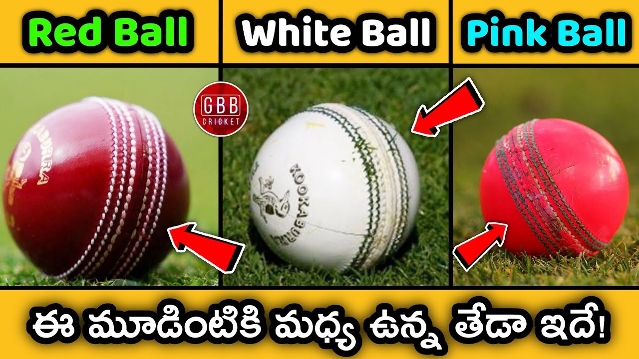 Difference Between Red Ball, White Ball And Pink Ball In Cricket Telugu