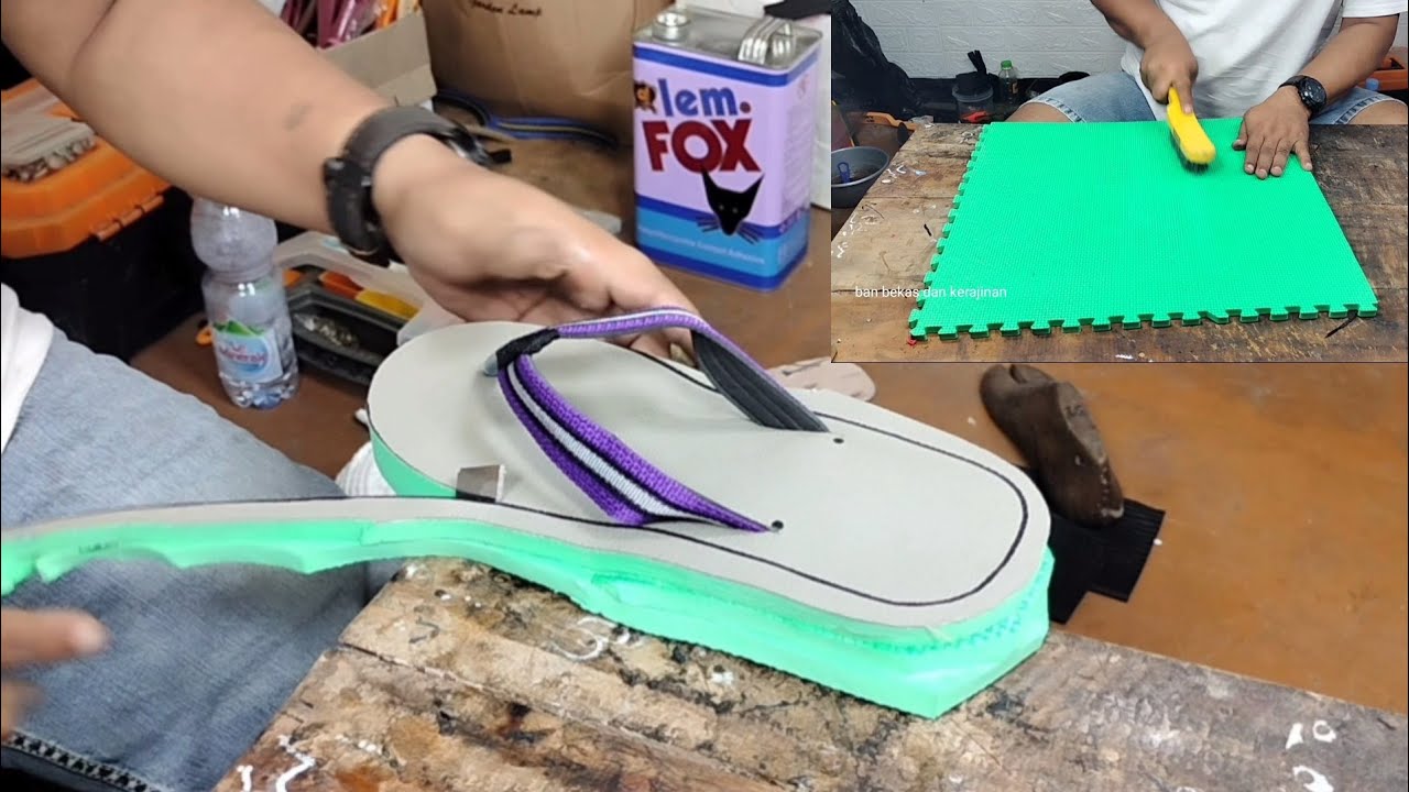 Membuat sandal dari limbah spon puzzle