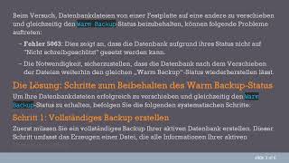 So erhalten Sie den Status „Warm SQL Backup“, wenn Sie Datenbanken verschieben