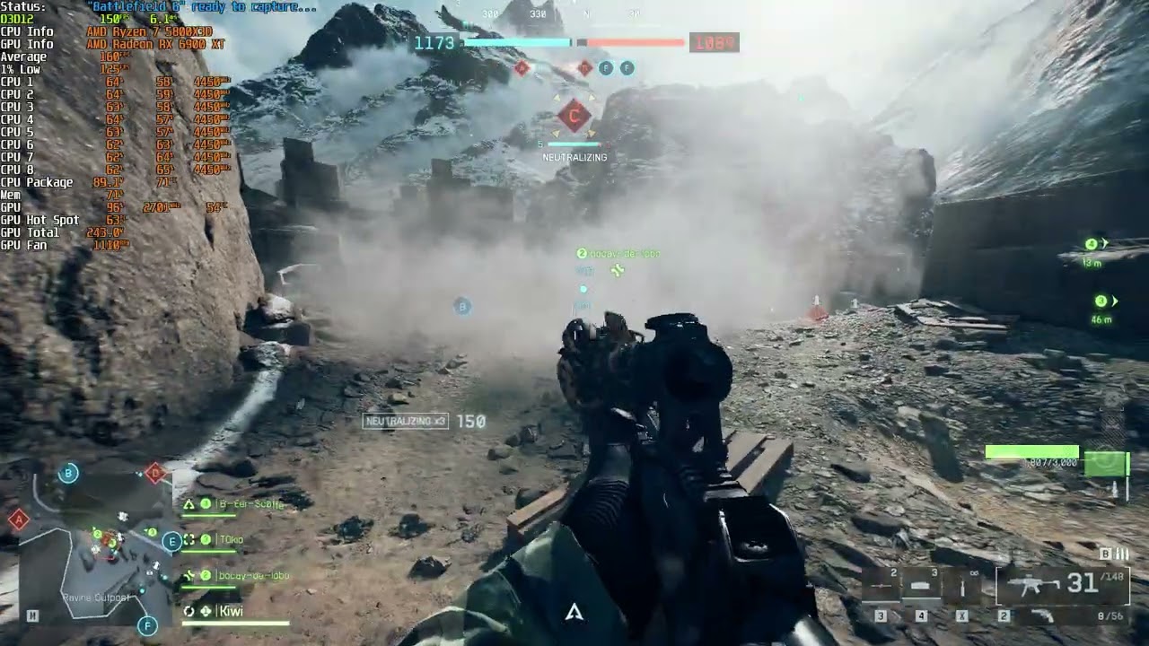 Battlefield 6 RX 6900 XT / R7 5800X3D 1080p Ultra No AA