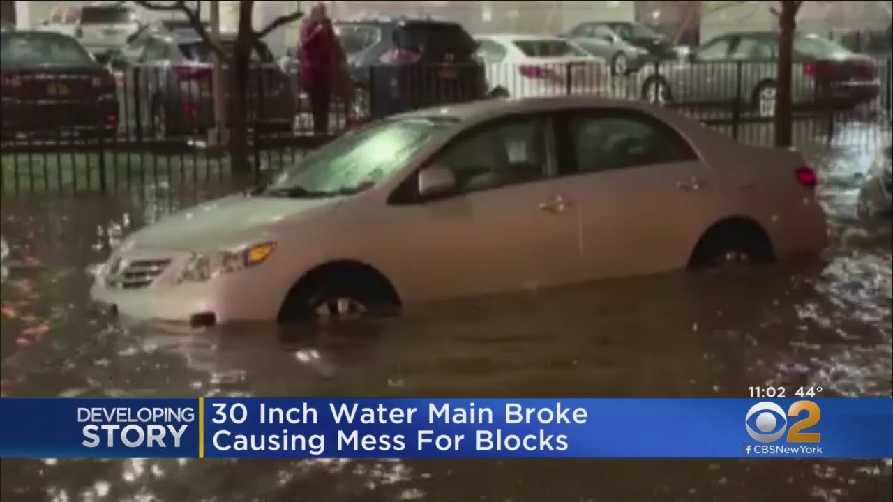 Water Main Break Floods Parts Of Lower East Side - YouTube