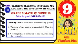 Famous WEEK 10 LEARNING TASK 2 WORD PROBLEMS | QUADRATIC FUNCTIONS MATH 9 Profile