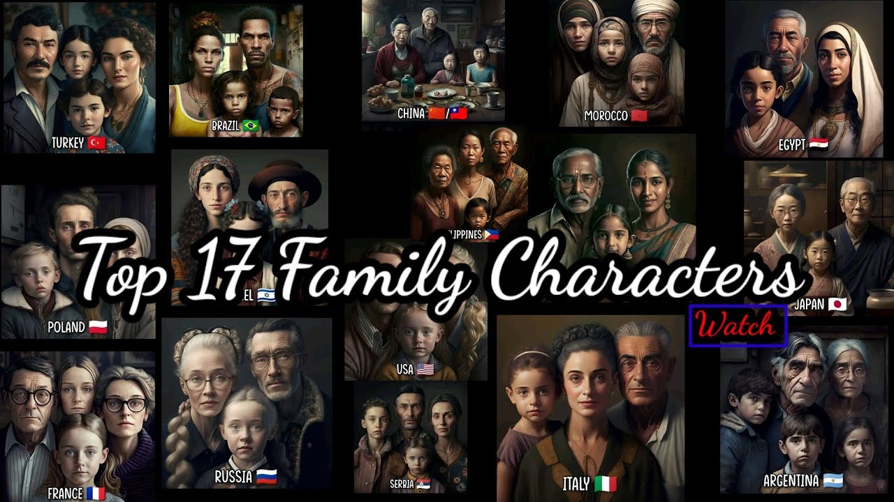 Top 17 Family character around the world🇧🇷🇩🇪🇮🇱🇱🇷🇲🇫🇳🇪🇹🇷