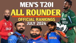 Mens T20I All Rounder Official Rankings July 2024