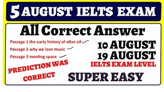 5 august ielts exam reading answer| 5 august listening answer| reading listening answer 5 august