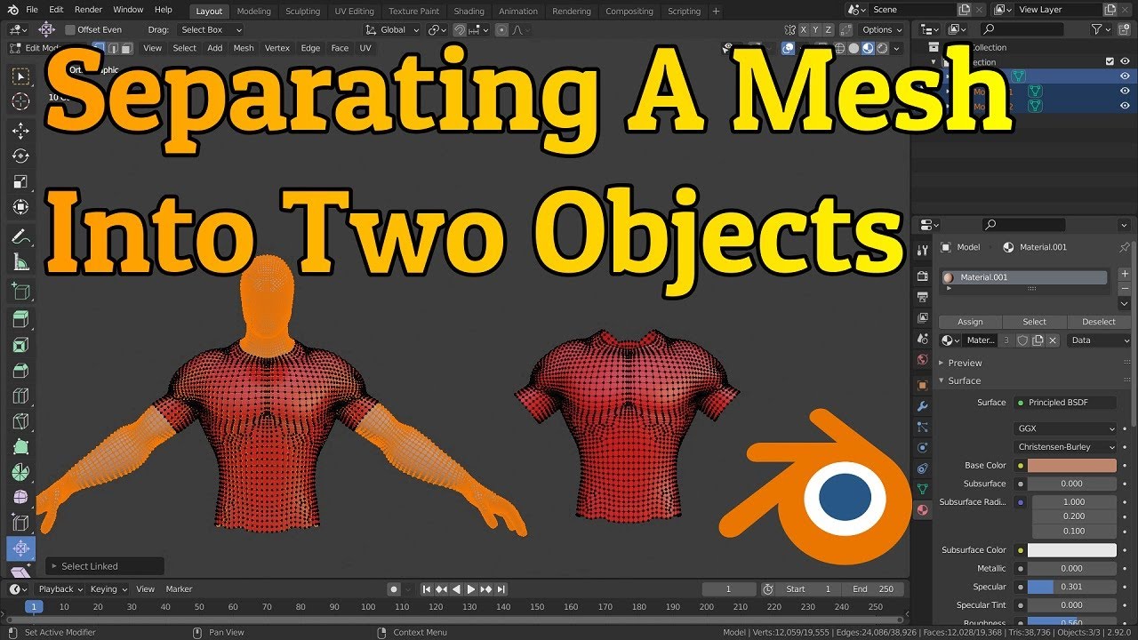 To Separate A Mesh Into Two Objects | Blender Tutorials - YouTube