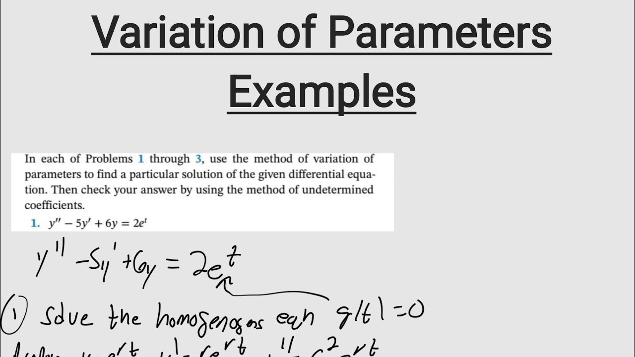Variation of parameters (Pt.2 More Examples) | Second Order - YouTube