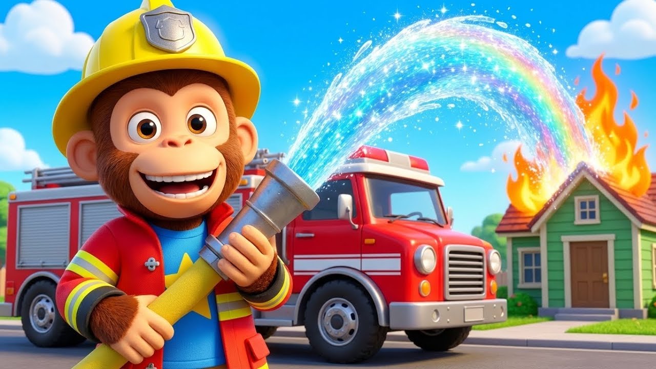 The Fire Truck Song 🚒 Wee-Woo! Firefighter Rescue | MonkeyPOP Kids Songs