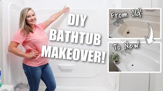 DIY MOBILE HOME BATHTUB UPDATE ON A BUDGET! | PAINTING OUR BATHTUB!