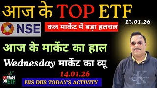 “13 Jan Top ETFs में भारी Demand! FII–DII का बड़ा डेटा आउट | Wednesday के मार्केट का तगड़ा View 📉📈”