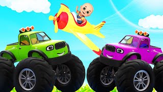 Super Flying Car | Monster Truck In The City | Kids Cartoon | Playwith Bobo- Car & Truck Toys