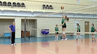 The volleyball training. Girls. Attack hit. Training. Part 8