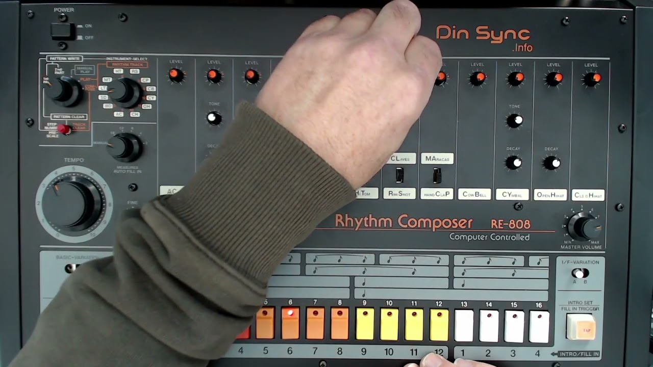 Dinsync RE-808 DIY build sounds only - YouTube