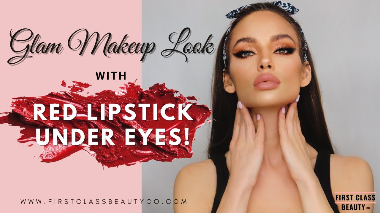 Glam Makeup Look with Red Lipstick Under First Class Co