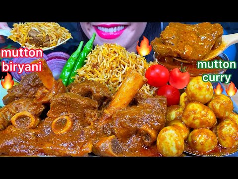 ASMR SPICY MUTTON BIRYANI, MUTTON CURRY, EGG CURRY, CHILI MUKBANG MASSIVE Eating Sounds