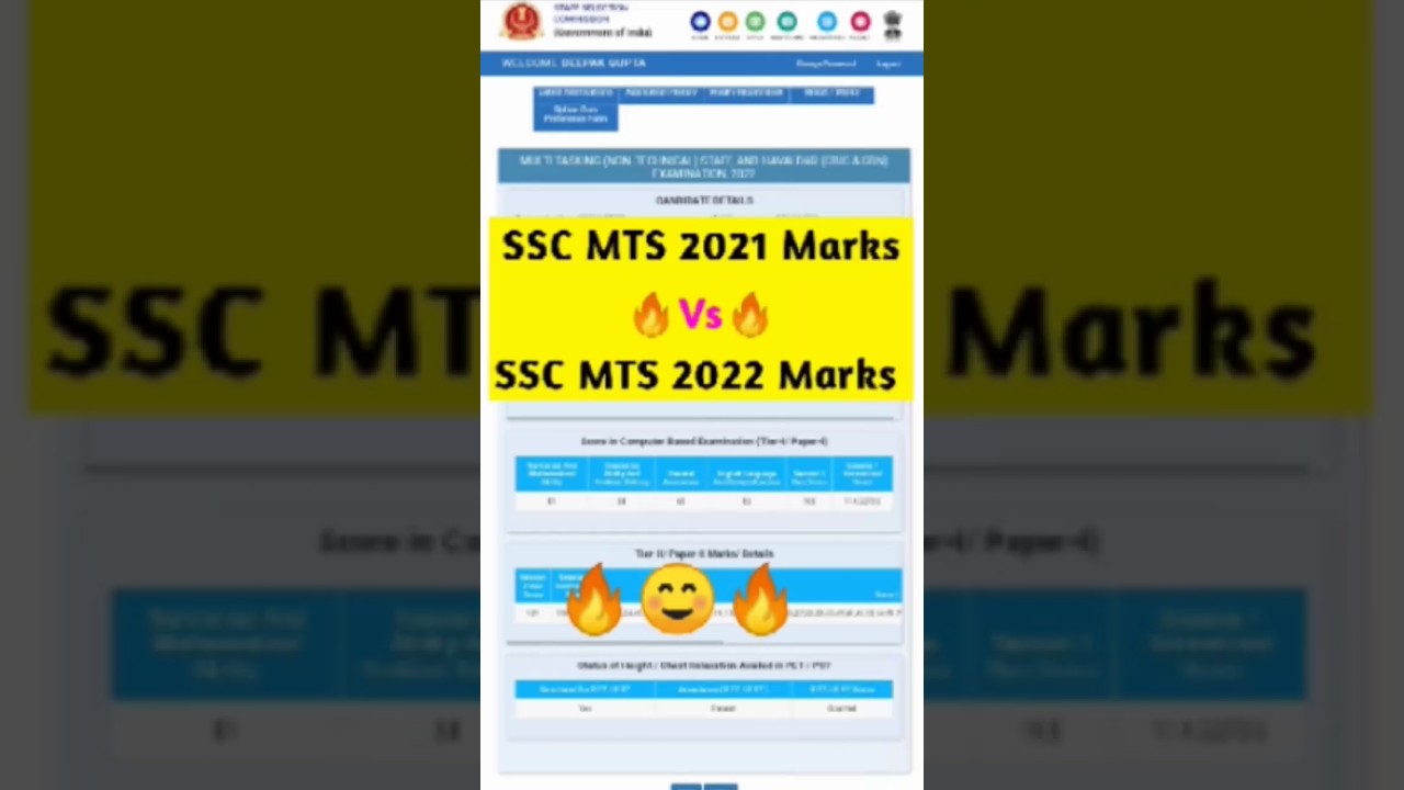 SSC MTS 2021 Marks Vs SSC MTS 2022 Marks|| 