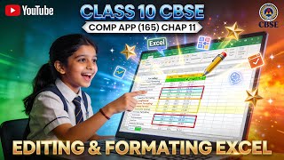 CHAP 11 EDITING AND FORMATTING IN EXCEL|CBSE|COMPUTER APPLICATION screenshot 1