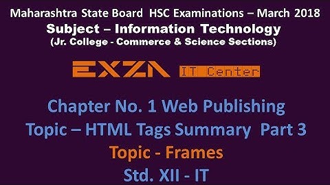 ITonlineexam Ch  1 Web Publishing HTML tags Summary Part 3 Frames