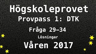 Högskoleprovet 2017 Våren Lösningar Pass 1 DTK del 1