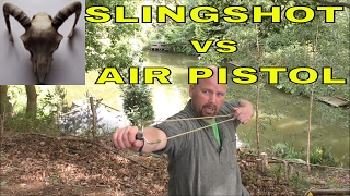 Pocketshot vs Black Widow vs Weirhauch HW45 - Slingshot or Air Pistol for Survival?