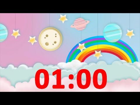 1 Minute Timer Rainbow with Music and Alarm ⏰ for Kids Countdown Video