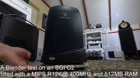 A Blender test on an SGI O2 fitted with a MIPS R12K@400MHz and 512MB RAM