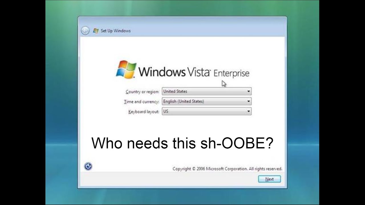Skipping Windows Vista OOBE! - YouTube