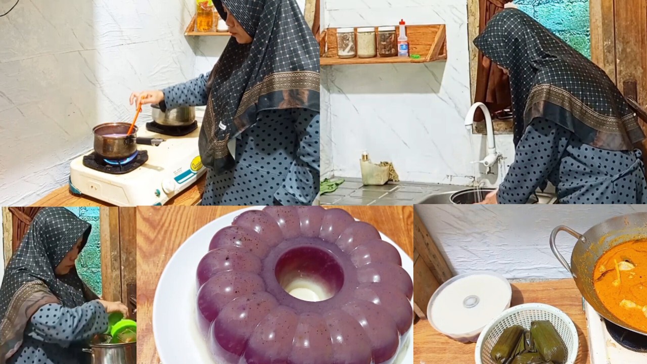 Vlog Ramadhan hari 8. bikin puding ubi ungu.masak opor ayam untuk buka puasa 