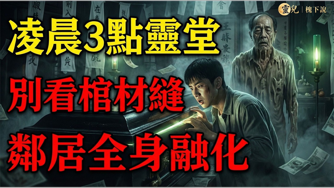 【深山怪談】凌晨三點的靈堂，千萬不要看棺材縫隙！我親眼看見鄰居王叔像蠟燭一樣融化了   ｜靈兒槐下說#民間怪談 #恐怖故事 #靈兒槐下說 #守靈 #靈異 #懸疑 #民俗禁忌 #易命 #鬼故事