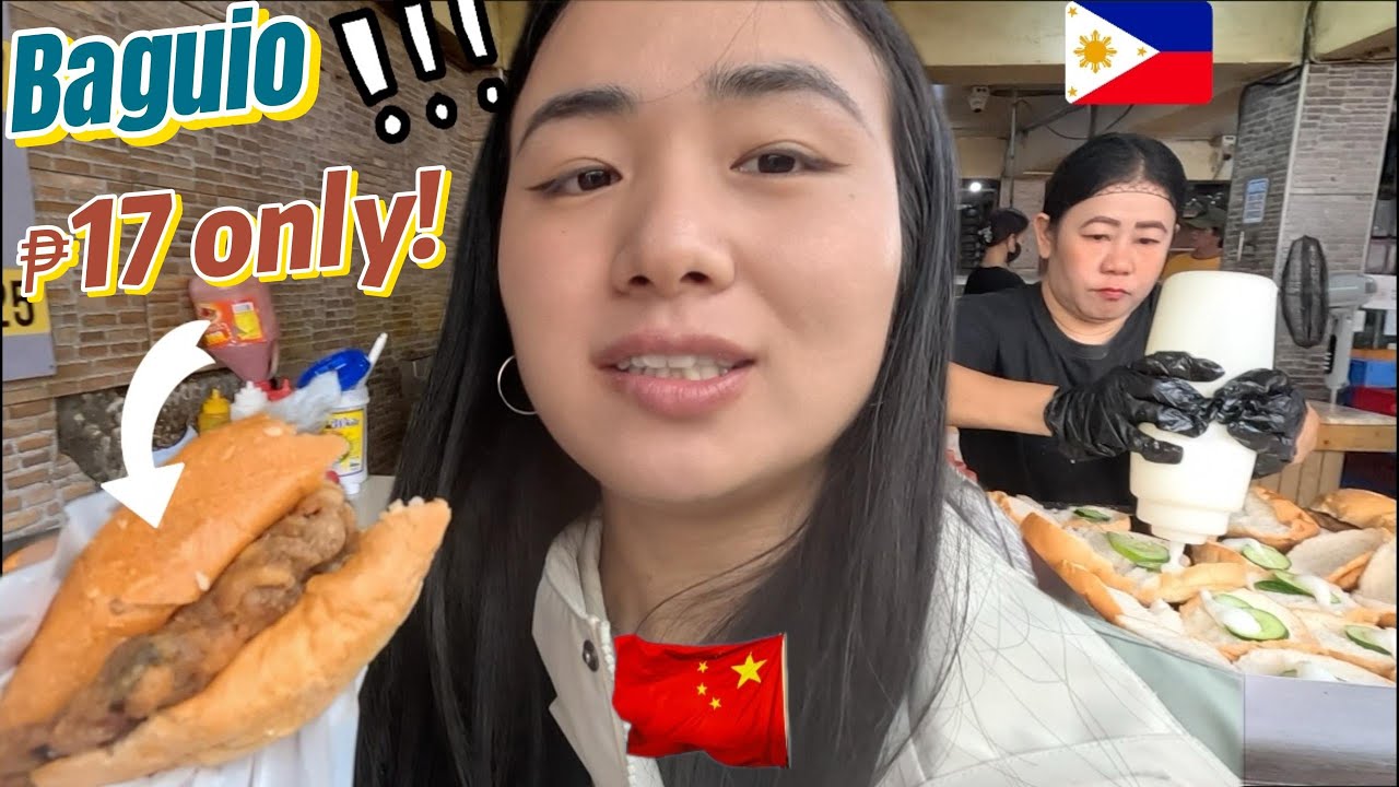Chinese Girl is addicted with Baguio SREET Food｜$0.2 Burger in the Philippines? ❤️🇵🇭🇨🇳
