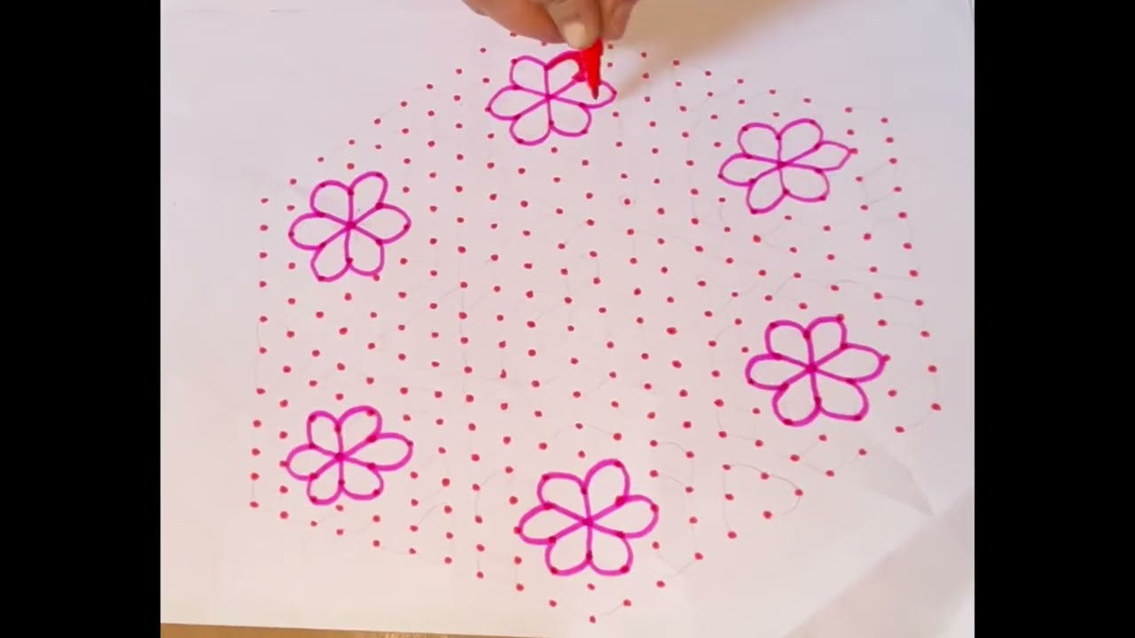 21-11 dots rangoli design | Big rangoli design | Festival rangoli design |