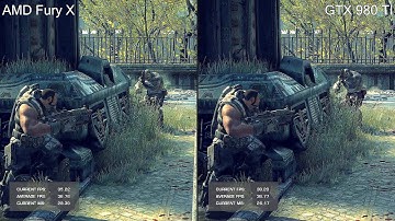Gears Of War DX12 Patch Update GTX 980 TI Vs AMD Fury X Frame Rate Comparison