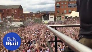 Fans go wild in Manchester after England score in World Cup