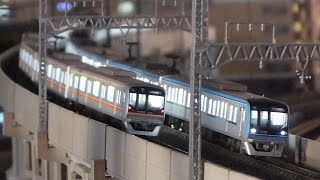 ＜Nゲージ＞東京メトロ東西線＆東葉高速鉄道 夕日 夜景　Modellbahn Spur N Model Railroad Diorama 鉄道模型