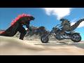 Godzilla 2014 Rides A Motorcycle Vs Dark Evolved Godzilla Skar King Shimo ARBS Simulation 