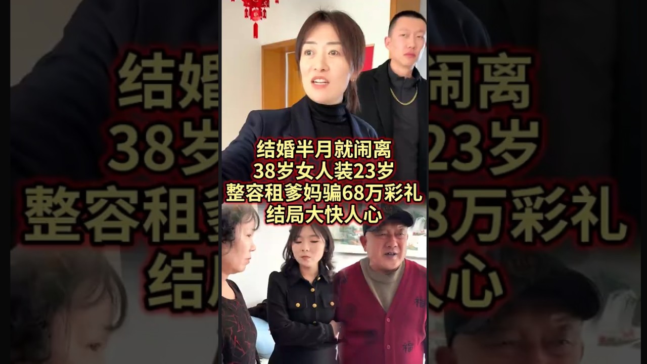 结婚半月就闹离！38岁女人装23岁，整容租爹妈骗68万彩礼，结局大快人心#法律咨询 #经济纠纷 #债务纠纷 #欠钱不还 #老赖   #抖音