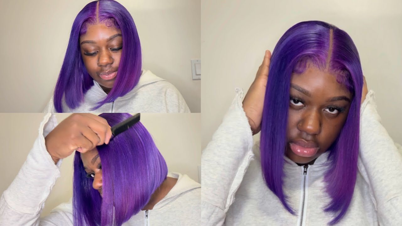 Purple Bob Wig Install | 5x5 Hd Closure Bob | Purple Hair | 