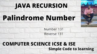Java Program To Check Palindrome Number Using Recursion (Hindi)