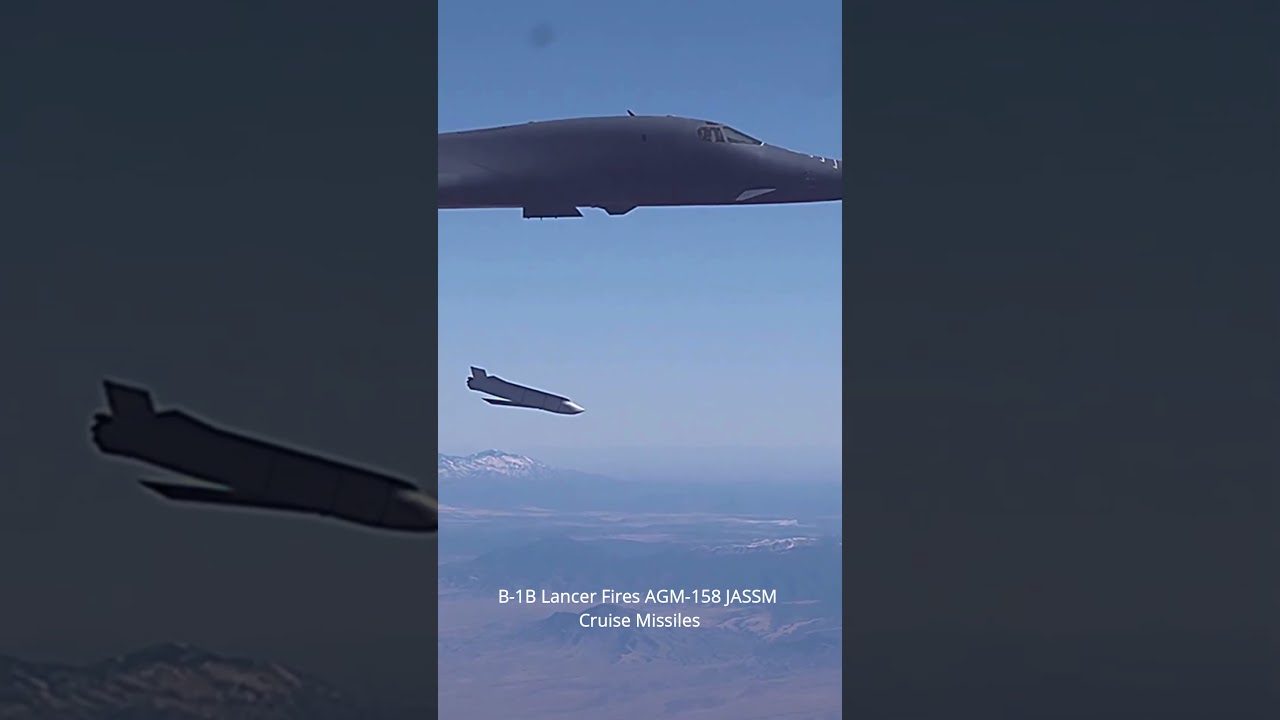B-1B Lancer Fires AGM-158 JASSM Cruise Missiles