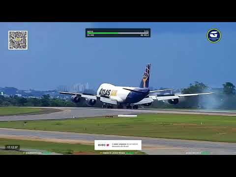 Pouso do Boeing 747 da Atlas Air no Aeroporto de Viracopos