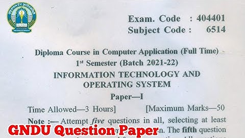 Gndu DCA 1st Semester Information Technology and Operating System Question Paper